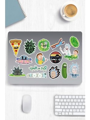 Aesco Rick And Morty Temalı Sticker Seti, Laptop ve Telefon Için Uygun