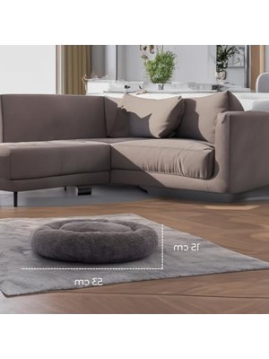 Aesco Yumuşak Peluş Kedi ve Köpek Yatağı, Beyaz ve Antrasit Renk Seçenekleri