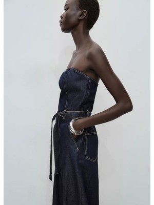 Mango Straplez Denim Tulum
