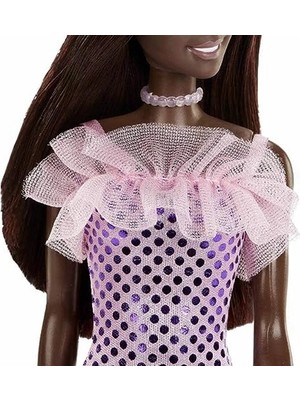 Aesco Pırıltılı Barbie - Pembe Pullu Elbise Siyahi
