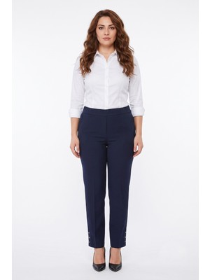 Kadın Paça Puntalı Beli Lastikli Kumaş Pantolon BGL-ST04323