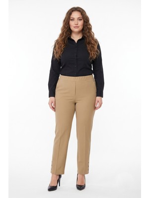 Kadın Paça Puntalı Beli Lastikli Kumaş Pantolon BGL-ST04323