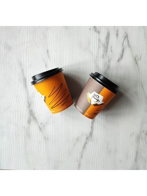 Aesco Maycup 8 Oz Kapaklı Karton Bardak 100 Adet Bardak+ 100 Adet Kapak