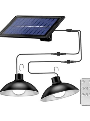 Aesco Güneş Enerjili Kumandalı Işığı Kısılabilir Çift Başlıklı Iç Veya Dış Mekan Sarkıt Solar LED Lamba