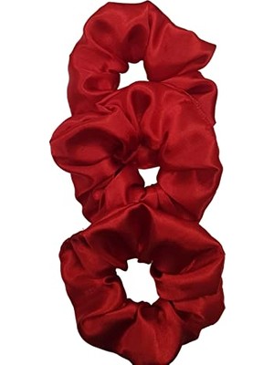 Aesco Saten Saç Tokası Scrunchie Toka 3 Adet (Kırmızı5)