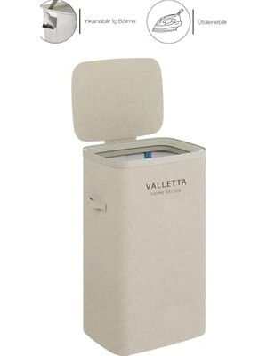Aesco Valletta Paloma 60L Tek Yıkanabilir Bölmeli Katlanabilir Kumaş Kirli Çamaşır Sepeti Ink Black