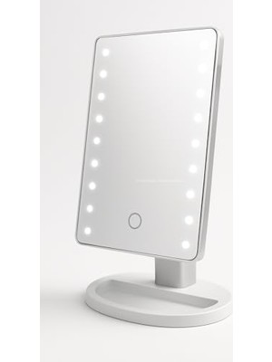 Aesco Busstier LED Işıklı Makyaj Aynası Dokunmatik 3 Işık Modlu Ayarlanabilir Oynar Başlıklı Masa Üstü Ayna Beyaz Işık Gün Işığı Sıcak Işık