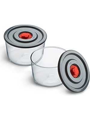 Aesco Yuvarlak 2’li Borosilikat Cam Saklama Kabı Seti, 0.35 L x 2, 116×76 Mm, Sızdırmaz Kapak, Mikrodalga-Fırın-Buzdolabı-Bulaşık Makinesi Uyumlu