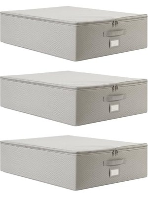 Aesco Ocean Home Textile 3'lü Büyük Boy Gri Balıksırtı Destekli Hurç Set 55 x 70 x 18 cm
