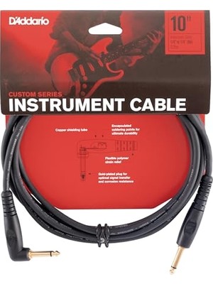 Aesco "custom Serisi" Gitar Kablosu | Dünya Çapında En Sevilen Aksesuarlardan En Yüksek Kalite | Pw-Gra-10 | 3 Metre | 1 Açılı Fiş