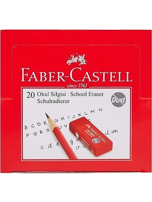 Aesco Faber-Castell Kırmızı Silgi, 20’li, Kurşun Kalem Izlerini Kolayca Silen, Yumuşak ve Dayanıklı Yapı, Doğa Dostu Tasarım