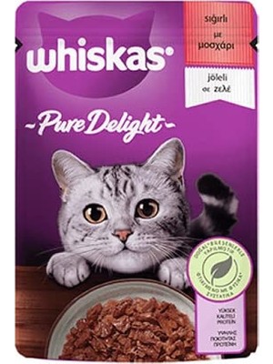 Aesco Whiskas Pouch Pure Delight Jöle Içinde Sığır Etli Yetişkin Kedi Konservesi 85 gr Tekli Paket