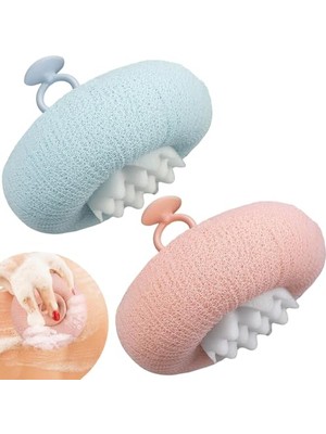 Aesco 2’li Ayçiçeği Vantuzlu Banyo Topu ve Lif Seti, 3’ü 1 Arada Duş Süngeri, Doğal Lif, Masaj Aparatı, Ultra Yumuşak Kese, Bol Köpük, Asılabilir, Cilt Dostu Fpm Malzeme, Asorti Renk