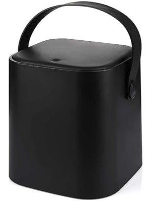 Aesco Coverest Tutma Saplı Iç Kovalı Tezgah Üstü Mutfak Çöp Kovası, 4 Litre, Kilitli Kapak, Click Kapak, 20X20X22 Cm, Siyah