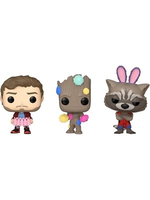 Aesco Funko Cep Pop! Marvel: Galaksinin Koruyucuları - Paskalya Yıldız Lordu, Groot ve Roket 3'lü Paket
