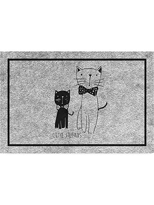 Aesco Monnhein Tasarımlı Dekoratif Kapı Önü Paspas, Dış Mekan/ev Içi/banyo/mutfak/yatak Odası/giriş Paspasları (Cute Cats, 40X60)