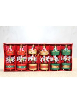 Aesco 6'lı Mini Atlı Karınca Noel Ağaç Süsü Renkli Ahşap Geleneksel Tasarım Çocuk Odası ve Yılbaşı Süslemesi Için Dekoratif Hediyelik (3 Renk Karışık)