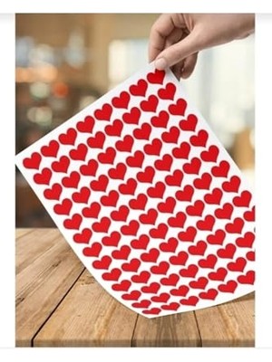 Aesco 220 Adet 2 cm Yapışkanlı Kalp Şekilli Kırmızı Sticker Etiket Hediye Paketleme Parti Hediyeleri