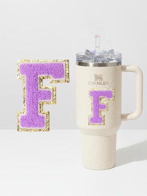 Aesco Stanley Quencher Uyumlu Premium Harf Sticker/aksesuar – Tekstil Kaplama Kişiselleştirilmiş Tasarım (F)