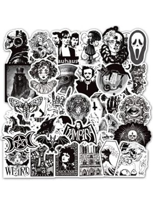 Aesco Gothic Sticker Seti - 45 Sticker - Telefon, Bilgisayar ve Diğer Yüzeylere Uygun
