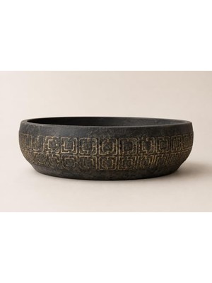 Aesco Beton Aranjman ve Bonsai Saksısı Antrasit Gold 25-30 cm Çap Yuvarlak