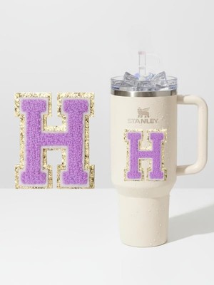 Aesco Stanley Quencher Uyumlu Premium Harf Sticker/aksesuar – Tekstil Kaplama Kişiselleştirilmiş Tasarım (H)