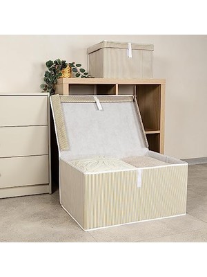 Aesco Pazar Kapısı Çok Amaçlı Düzenleyici Kapaklı Sandık Tipi Kutu Hurç Organizer (60 x 40 x 30, Kahverengi)