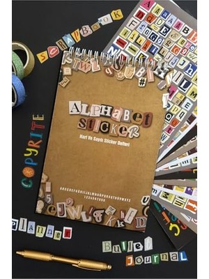 Aesco Harfler Sticker Defteri 1690+ Adet Bullet Journal, Scrapbook, Harfli, Sayılı, Sticker Defteri
