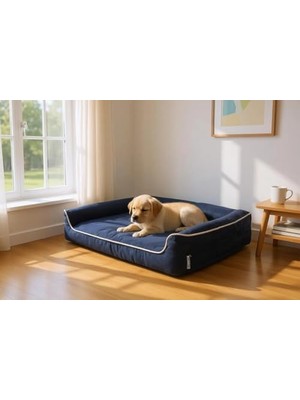 Aesco Viscopet Premium Sofa Blok Sungerli Alezli Fermuarlı Yıkanabilir Köpek Yatağı (X-Large)