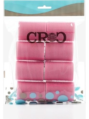 Aesco Croc 1207 Cırtlı Sünger Bigudi Pembe 8li Çap 4cm