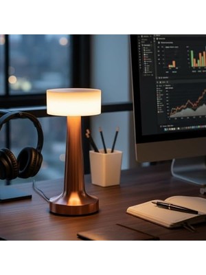Aesco Şarj Edilebilir Taşınabilir Masa Lambası - Dokunmatik Aç/kapa ve Parlaklık Ayarı, 3 Renk Seçeneği (Rose Gold, Cata - Lizbon)          [enerji Sınıfı A]