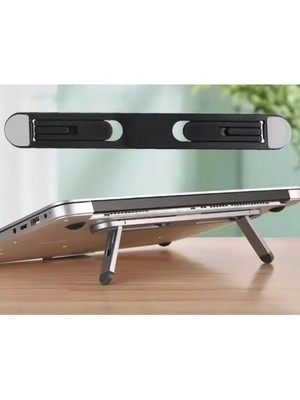 Aesco Katlanabilir Yapışkanlı Laptop Standı, Taşınabilir, 2 Kademeli Ayarlanabilir, Siyah