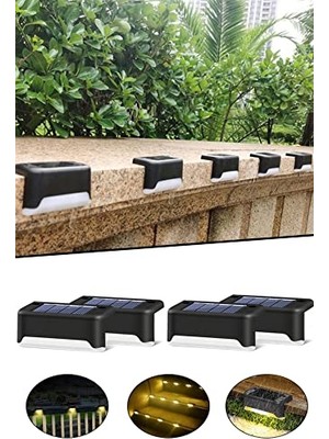 Aesco Solar Güneş Enerjili Köşebent Merdiven Veranda Bahçe LED Lamba 4lü Dekor Bahçe Aydınlatma 1430