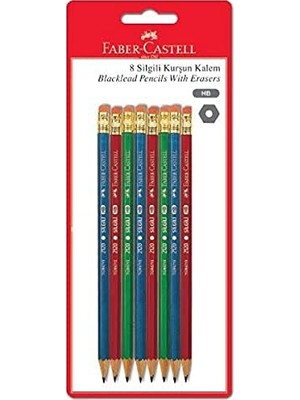 Aesco Faber-Castell Kurşun Kalem 8'li, Silgili