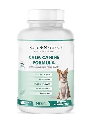 Aesco Kahu Naturals Calm Canine Formula, Köpekler Için Bitki Özlü Sakinleştirici Rahatlatıcı Takviye, 60 Tablet