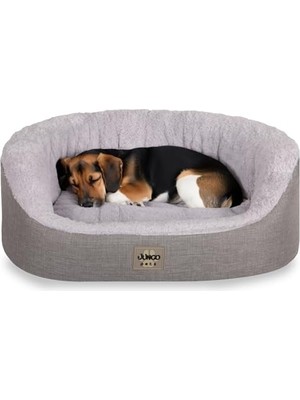 Aesco Jungolica Tobby Kedi ve Köpek Yatağı Açık Gri 68X80X22 Cm, Sakinleştirici Tasarım, Yükseltilmiş Yan Destek, Ultra Yumuşak, Çift Taraflı Yıkanabilir Minder, Çıkarılabilir Kılıf, Kaydırmaz Taban Yatak L