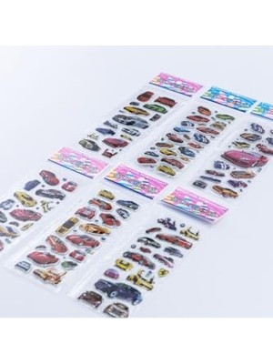 Aesco 6 Adet Kabartmalı Yapışkan Sticker, Süper Arabalar