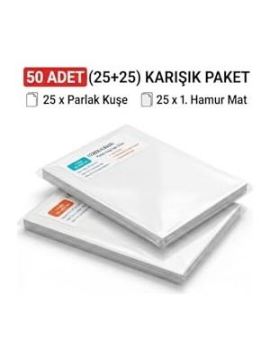 Aesco 2 Li Paket Parlak Kuşe ve Mat 1.hamur Etiket Toplam 50 Adet 25 Adet Parlak Kuşe 25 Adet Mat 1.hamur Etiket