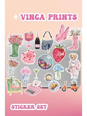 Aesco Vinca Pembe Etiket Macbook Notebook Tablet Telefon Ajanda Laptop Defter Sticker Seti