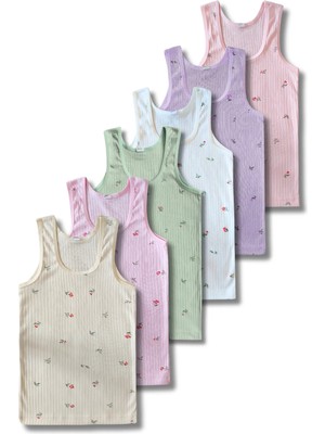 Panfilia %100 Pamuk Kız Çocuk Fitilli Atlet 6'lı Set / Fanila / İç Çamaşır