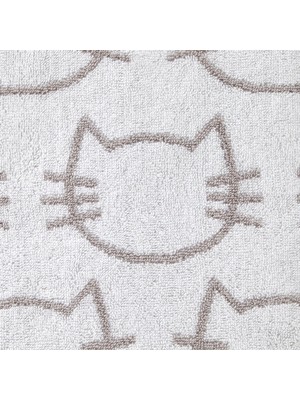 Aesco Skl Home Kedi Banyo Havlusu, Beyaz/gri
