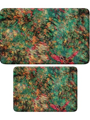 Aesco Sevimli Tasarımlı Mikrofiber 2'li Takım Banyo Paspası, Kaymaz Taban, Makinede Yıkanabilir (40X60_50X80)