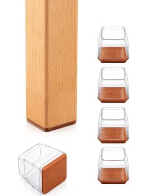 Aesco Kare Silikon Keçeli Sandalye ve Masa Ayağı Pabucu 4'lü Set (Small 2,9-3,3/3 Cm)