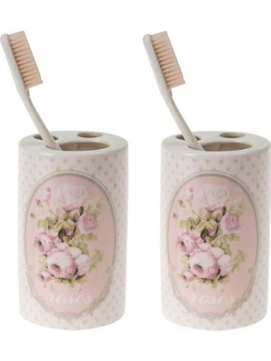 Aesco Sia 2 Adet Seramik Diş Firçalik Bahar Desenli 7X7X11CM Banyo Seti