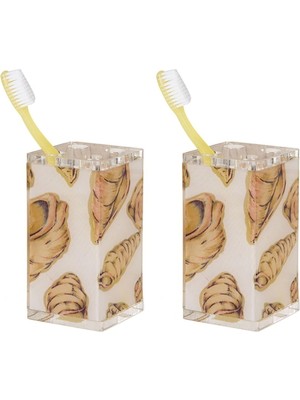 Aesco 2 Adet Diş Fırçalık Istiridye Akrilik 6X6X12CM Banyo Seti