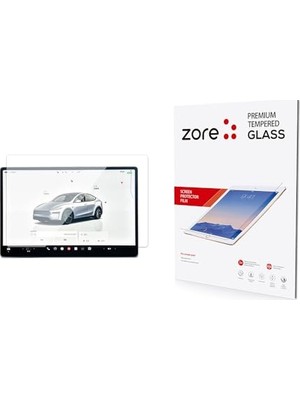 Aesco Tesla ile Uyumlu Model Y Yeni Seri 2in1 Temperli Cam Araç Multimedya Ekran Koruyucu Şeffaf