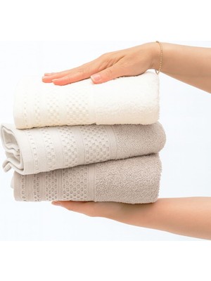 Aesco Softure 3’lü El Yüz ve Saç Havlusu, Günlük Kullanım, 50X90 Cm, Yumuşak, Dayanıklı, Hızlı Kuruyan, Ev Banyosu, Otel, Spa, Salon, Yoga, Seyahat Için Kullanıma Uygun (Bej Set)