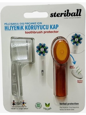 Aesco Steriball Şarjlı ve Pilli Diş Fırçaları Için Hijyenik Diş Fırçası Koruma Kabı-2'li Turuncu