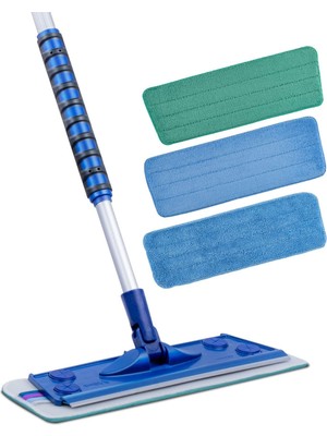 Aesco Silva Mikrofiber Mop Üçlü Set - Islak, Kuru ve Duvar Bezi Dahil, 90-156 cm Teleskopik Sap, Mafsallı Dönen Kafa, Laminat Parke Fayans Duvar ve Tavan Için, %99,9 Antibakteriyel Sertifikalı