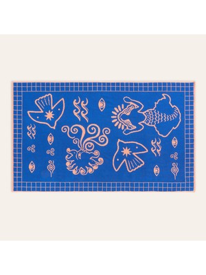 Aesco Tabea Mavi-Somon Plaj Havlusu 90X150 cm
